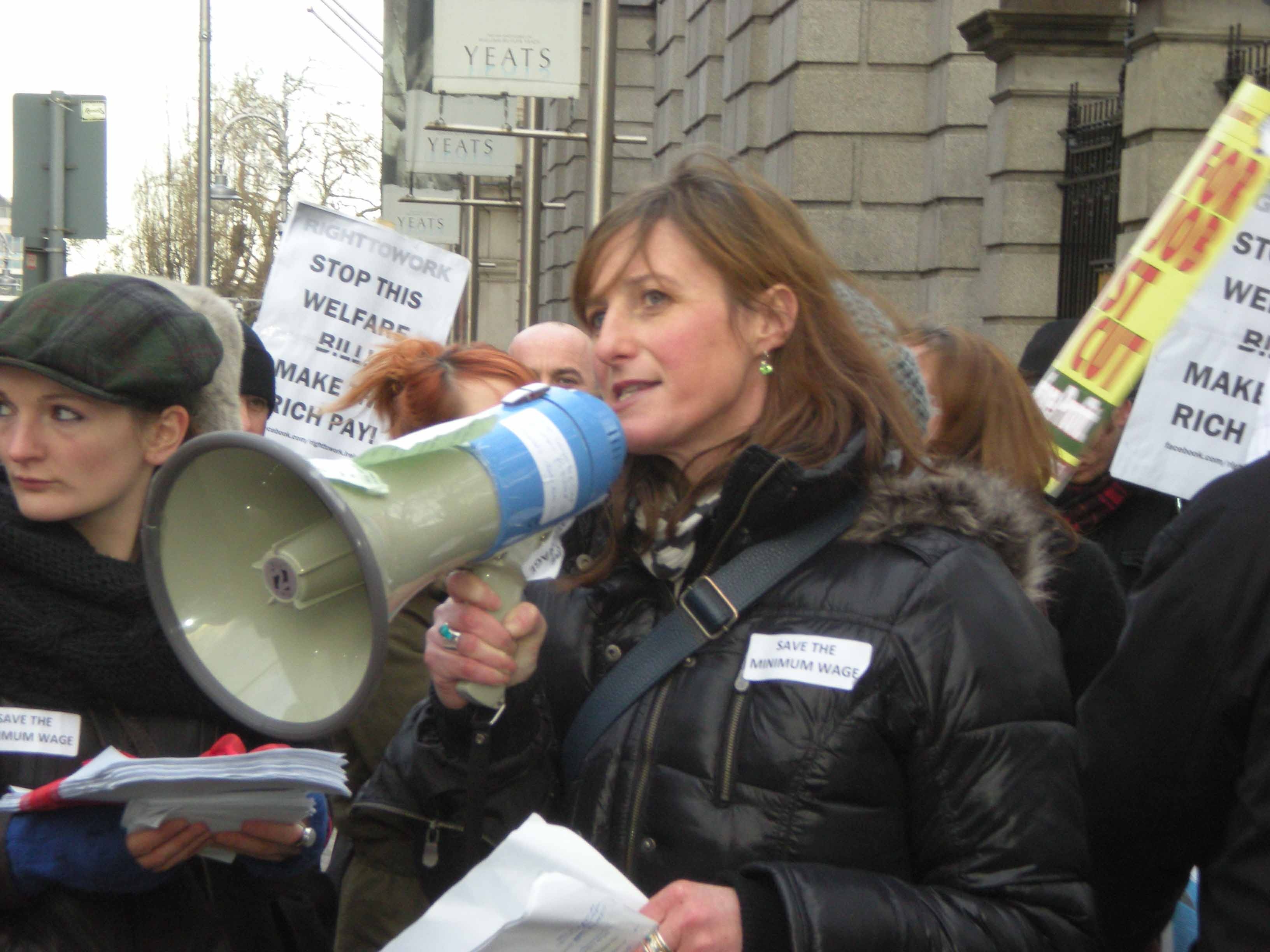 Siobhan O'Donoghue addresses protestors